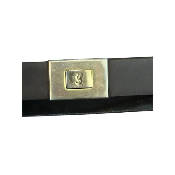 Vintage YSL Yves Saint Laurent Men's Black Reversible Leather Belt - Picture 1 of 5